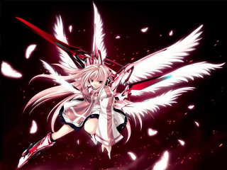 Anime girl white hair wings 5 - white hair free wallpaper