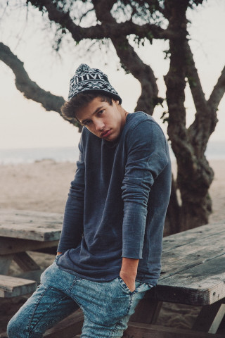 Young man picnic table hat - free vintage wallpaper for mobile