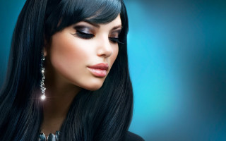 Woman long black hair necklace - airbrush free wallpaper
