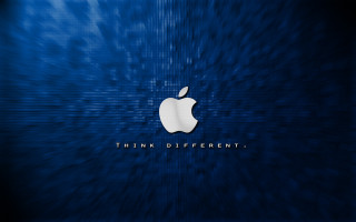 Blue apple logo dark background - thin free wallpaper for desktop