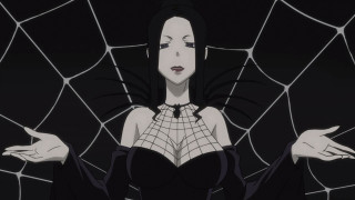 Woman black dress sitting spider - yukito kishiro free wallpaper