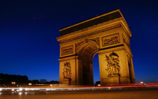 Tall ornate monument light trails - neoclassicism free wallpaper