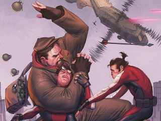 Falling man military gun explosive - another man holding free wallpaper