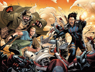 Motorcycle group cartoon sky clouds - alan davis free wallpaper