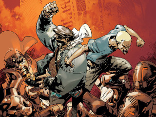 Cartoon man thrown group fight - alan davis free wallpaper