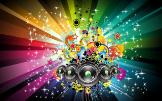 Colorful background speakers stars music 2 - colourful free wallpaper