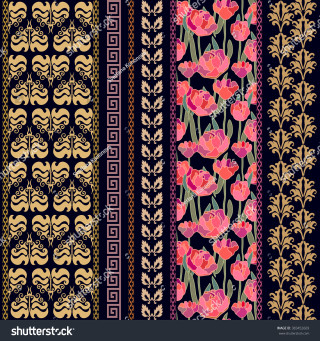 Floral pattern pink flowers black - maximalism free wallpaper for tablet