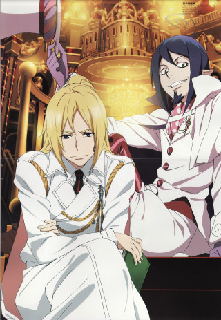 Anime characters sitting building clock - face free wallpaper for mobile