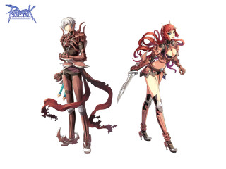 Anime couple long hair horns - character art free wallpaper