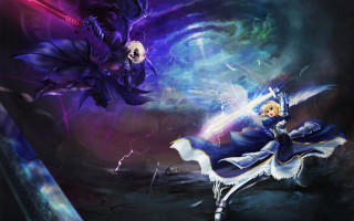 Woman blue dress sword demon - a sword next free wallpaper