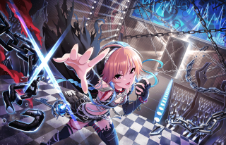 Girl sword checkered floor chain - the ceiling free wallpaper for desktop