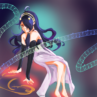 Longhair white dress guitar music - epsylon point free wallpaper for tablet