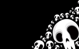Skulls flying black background white - skull free wallpaper