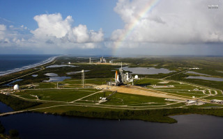 Rainbow field building sky above - a rainbow free wallpaper for desktop