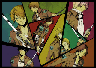 Anime collage characters swords knives - their hand free wallpaper