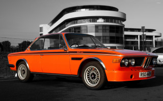 Orange bmw building background blackwhite - photo of a car free wallpaper