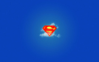 Superman logo sky clouds below - this image free wallpaper