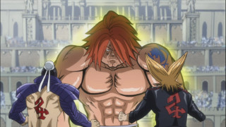 Cartoon man large chest large - two other man free wallpaper