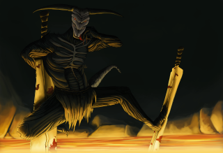 Demonic creature two swords demon - a demonic looking creature free wallpaper