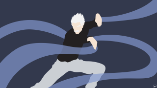 Man white hair running blue - his hands out free wallpaper