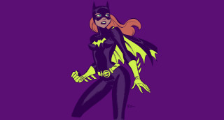 Batgirl purple background yellow black - bruce timm free wallpaper