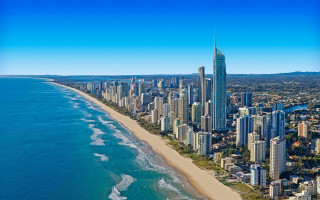 City beach waterfront urban aerial - aerial free wallpaper