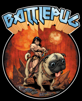 Cartoon woman riding pug sword - benjamin marra free wallpaper for mobile