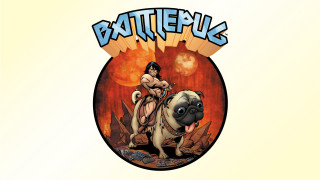 Cartoon woman riding pug sword 2 - a pug dog free wallpaper