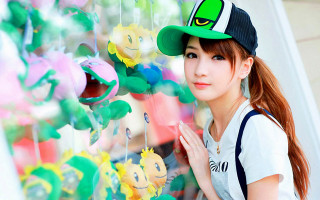 Girl hat tshirt cartoon characters - chen lin free wallpaper