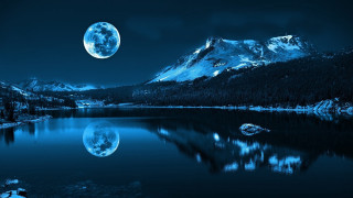 Full moon mountain lake rising - over the mountain free wallpaper
