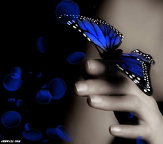 Woman blue butterfly bubbles black - anne stokes free wallpaper for tablet