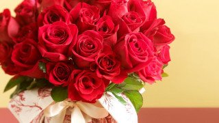 Red roses vase bouquet yellow - red rose free wallpaper
