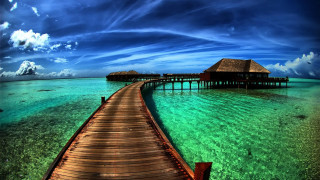 Tropical pier hut clear water - a hut free wallpaper