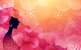 Woman pink hair flowery background - a pink hair free wallpaper