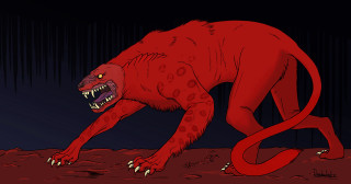 Red monster sharp teeth dark - sharp tooth free wallpaper