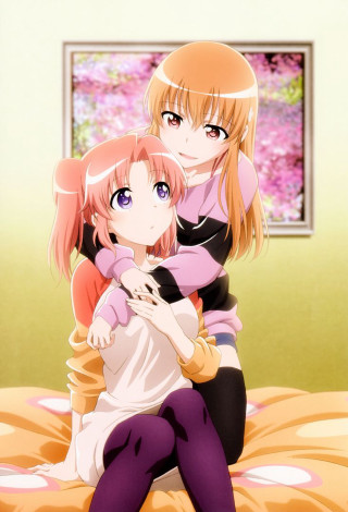 Anime girls bed window flower - a window in the background free wallpaper