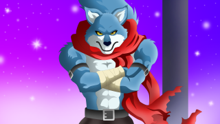 Cartoon wolf scarf neck happy - a pole free wallpaper