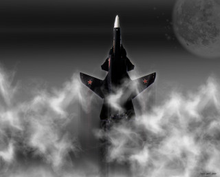 Jet flying full moon clouds - a jet free wallpaper