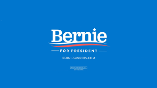 Blue background bernie sign red - typographic free wallpaper