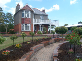 Brick walkway large house porch - the second floor free wallpaper
