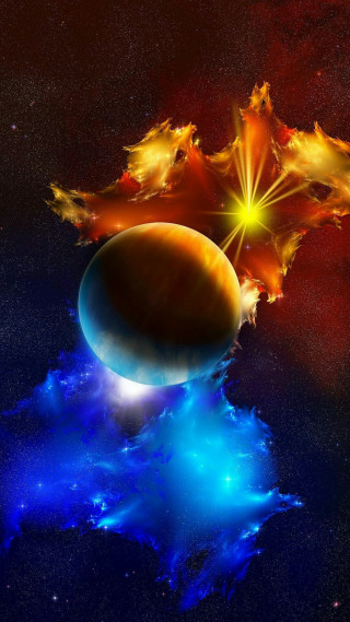 Planet sky bright star blue - nebula free wallpaper for mobile