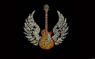 Guitar wings words black background 2 - back side free wallpaper for desktop