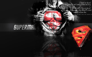 Man holding superman symbol red - heroic free wallpaper