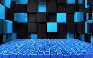Blue black room squares wall - room free wallpaper for desktop