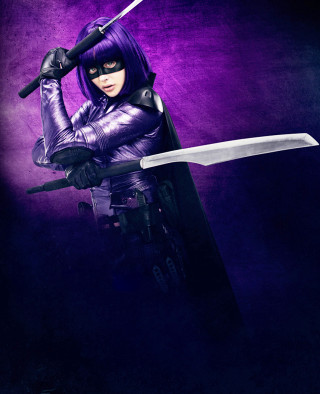 Woman purple outfit sword purple - a purple background behind her free wallpaper
