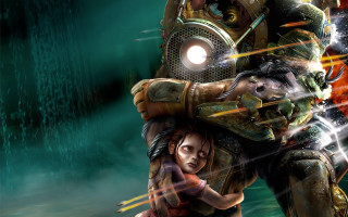 Couple people water robot man - biopunk free wallpaper