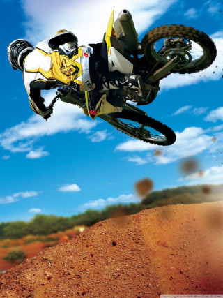 Dirt bike jumping dirt hill - free 3d render wallpaper for mobile