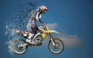 Man riding dirt bike air 3 - action painting free wallpaper for desktop