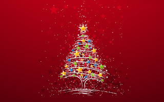Christmas tree stars red background 8 - a christmas tree free wallpaper