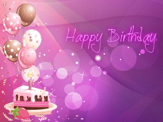 Birthday card cake balloons purple - design free wallpaper